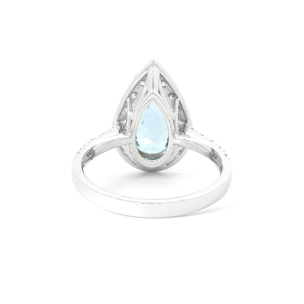 Luxury Drop Shaped Ring with Aquamarine and Diamonds
