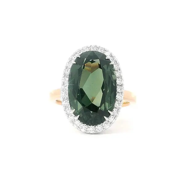 Luxury Ring with Green Tourmaline and Diamonds