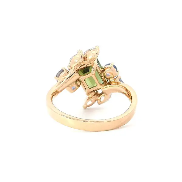 Ring Elegance of Nature - Tourmaline in Combination with Sapphires and Diamonds