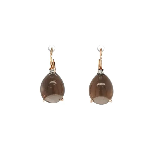 Gold Earrings with Browns and Diamonds