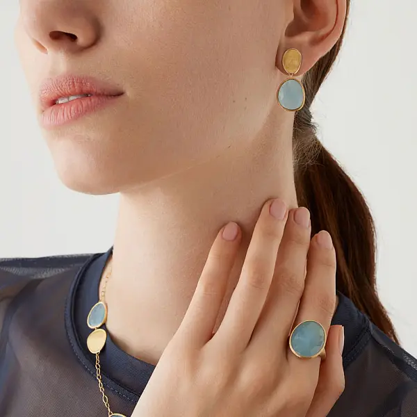 Gold Earrings Marco Bicego Lunaria OB1436 AQD Y