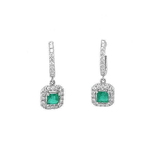 Gold Earrings with Emeralds and Diamonds
