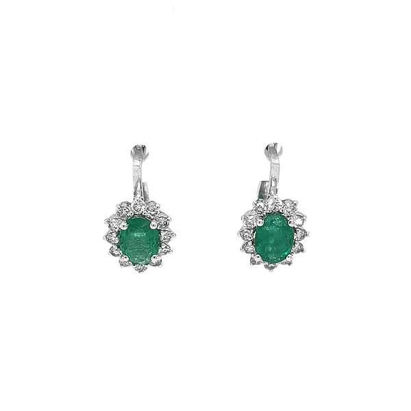 Gold Earrings with Emeralds and Diamonds