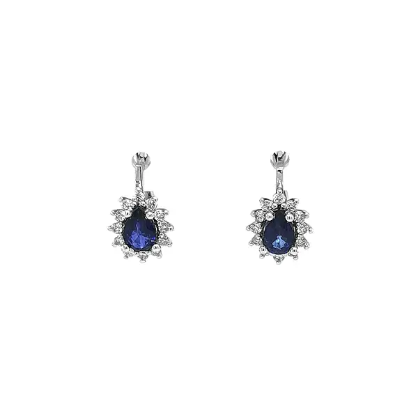 Gold Earrings with Sapphires and Diamonds