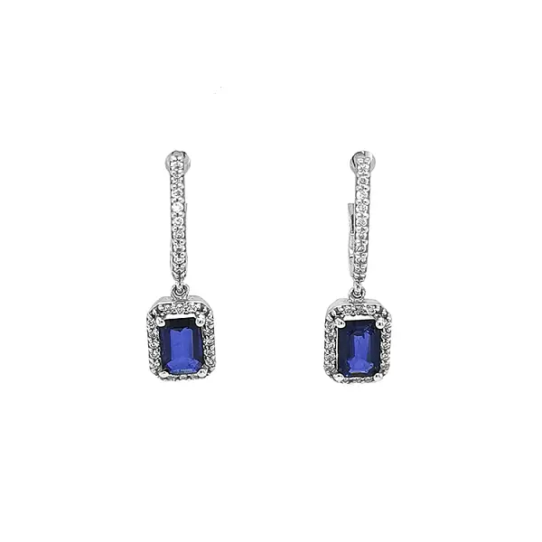 Gold Earrings with Sapphires and Diamonds
