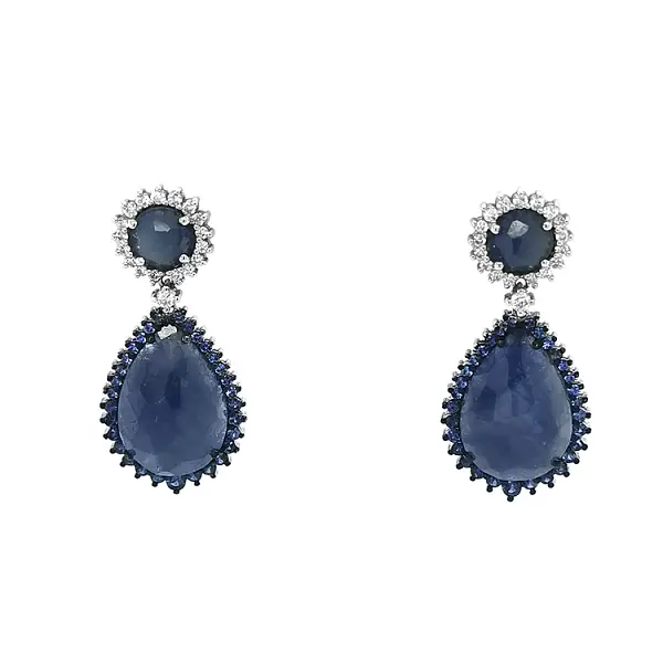 Gold Earrings with Sapphires and Diamonds