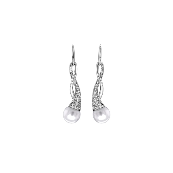 Gold Earrings Natural Pearls and Diamonds