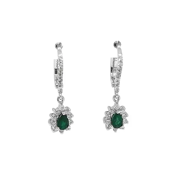 Gold Earrings with Emeralds and Diamonds