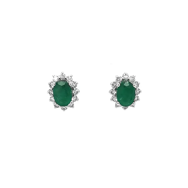 Gold Earrings with Emeralds and Diamonds