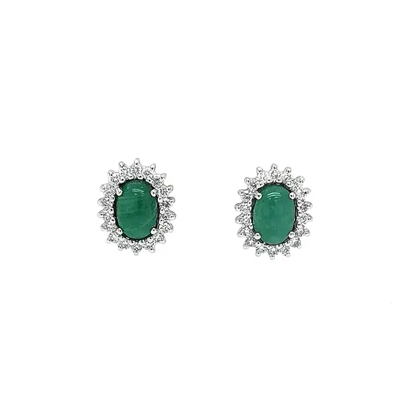 Gold Earrings with Emeralds and Diamonds