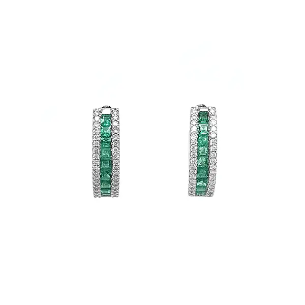 Gold Earrings with Emeralds and Diamonds