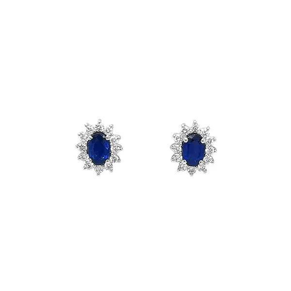 Gold Earrings with Sapphires and Diamonds