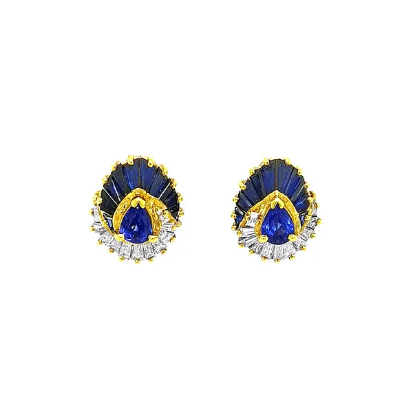 Gold Earrings with Sapphires and Diamonds