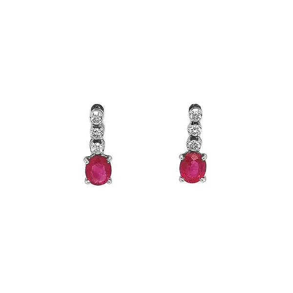 Gold Earrings with Rubies and Diamonds