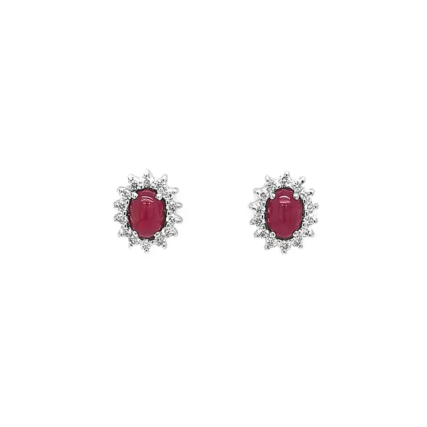 Gold Earrings with Rubies and Diamonds
