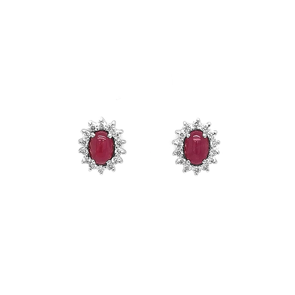 Gold Earrings with Rubies and Diamonds