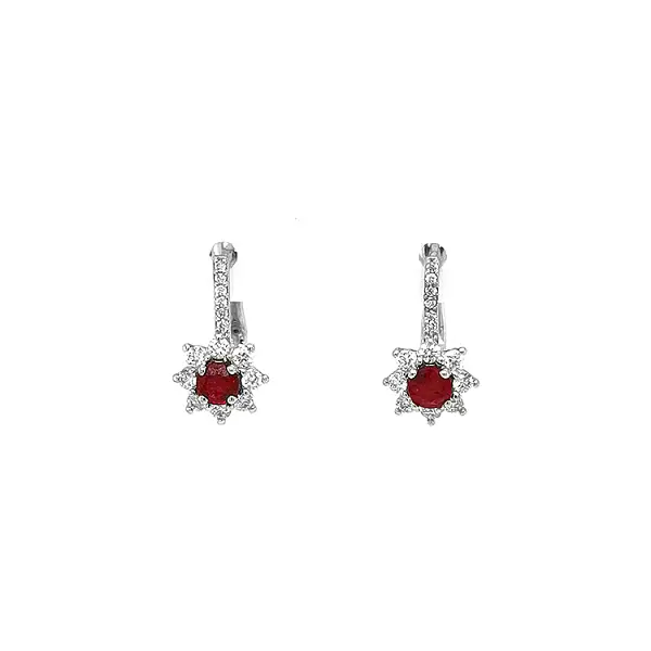 Gold Earrings with Rubies and Diamonds