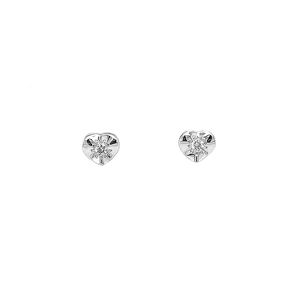 Gold Earrings in Heart Shape with Diamonds