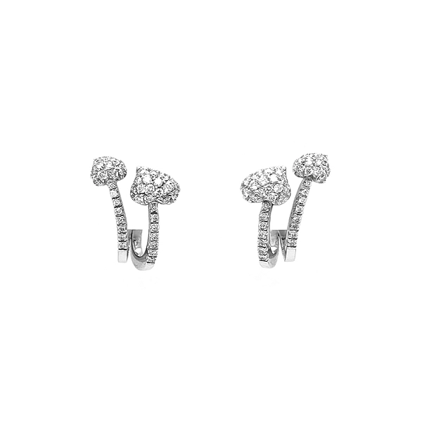 Gold Earrings in Heart Shape with Diamonds