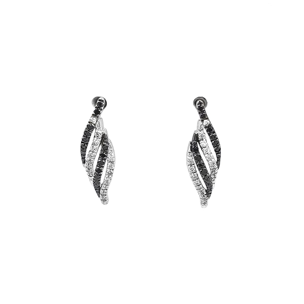 Gold Earrings with Black and White Diamonds