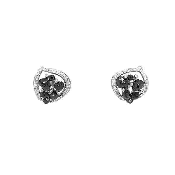 Gold Earrings with Black and White Diamonds