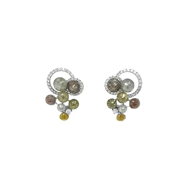 Gold Earrings with Colored Diamonds