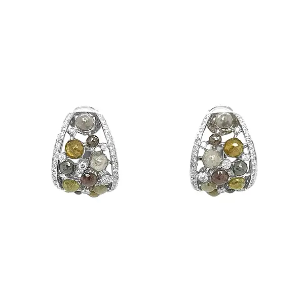 Gold Earrings with Colored Diamonds