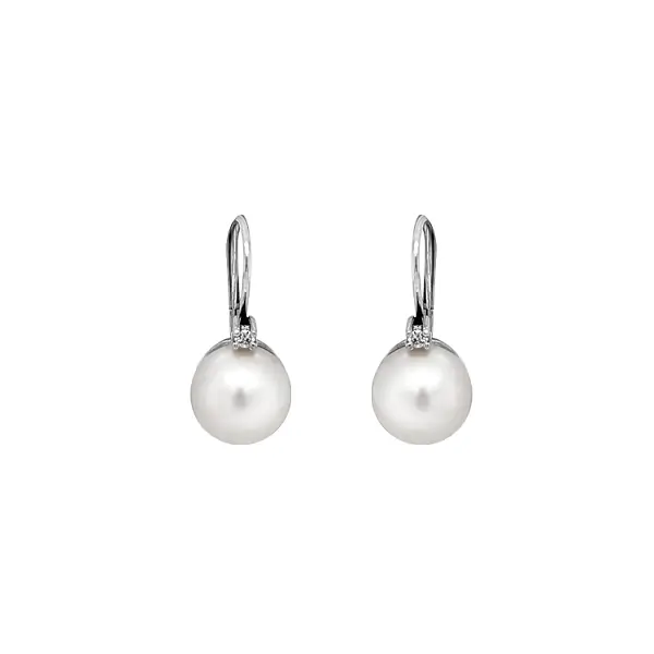 Gold Earrings Natural Pearls and Diamonds