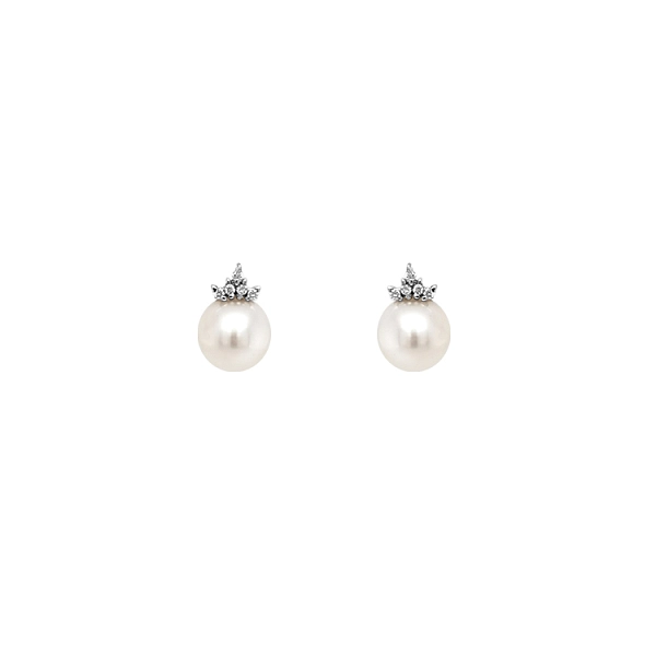 Gold Earrings Natural Pearls and Diamonds