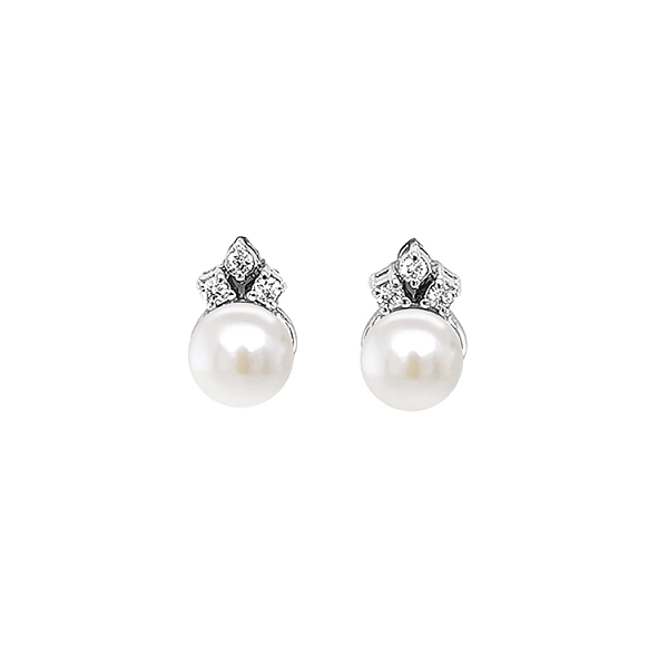 Gold Earrings Natural Pearls and Diamonds