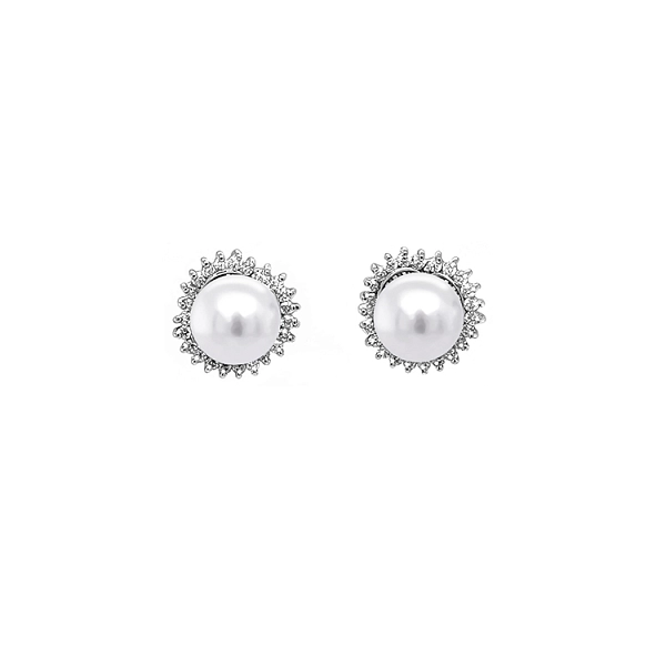 Gold Earrings Natural Pearls and Diamonds