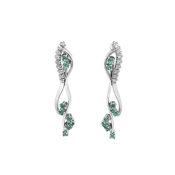 Gold Earrings with Emeralds and Diamonds