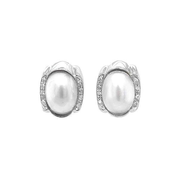 Gold Earrings Pearls and Diamonds