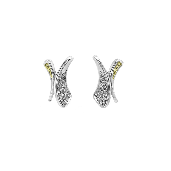 Gold Earrings with Yellow and White Diamonds