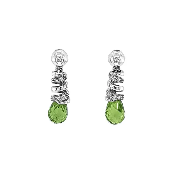 Gold Earrings with Peridots and Diamonds