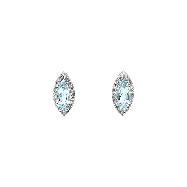Gold Earrings with Blue Topaz and Diamonds