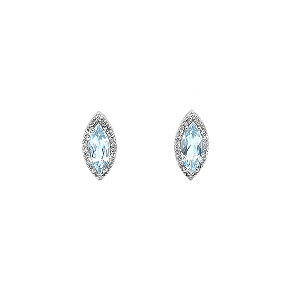 Gold Earrings with Blue Topaz and Diamonds