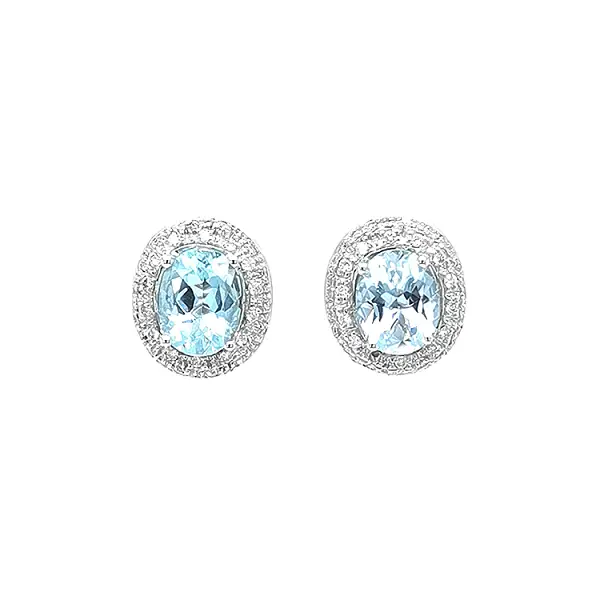 Gold Earrings with Aquamarines and Diamonds