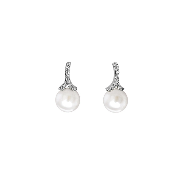 Gold Earrings Natural Pearls and Diamonds