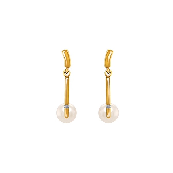 Gold Earrings Natural Pearls and Diamonds