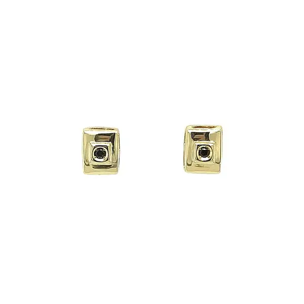Gold Earrings with Black Diamonds