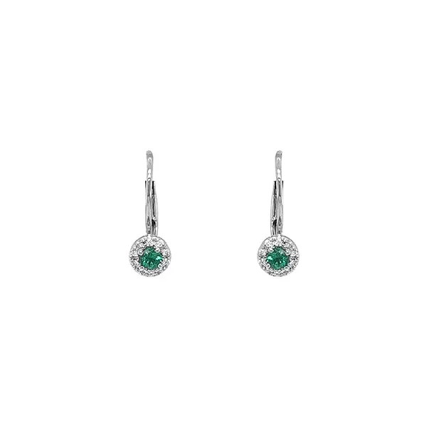 Gold earrings with emeralds and diamonds
