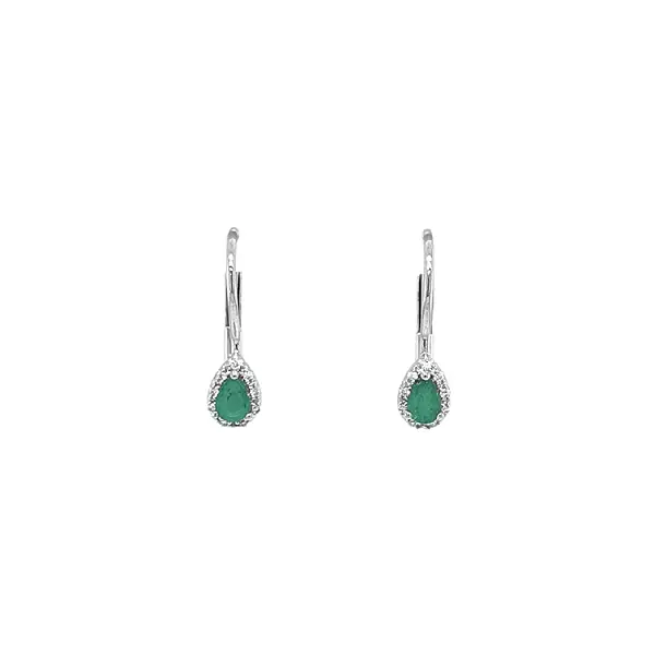 Emerald earrings with white gold diamonds