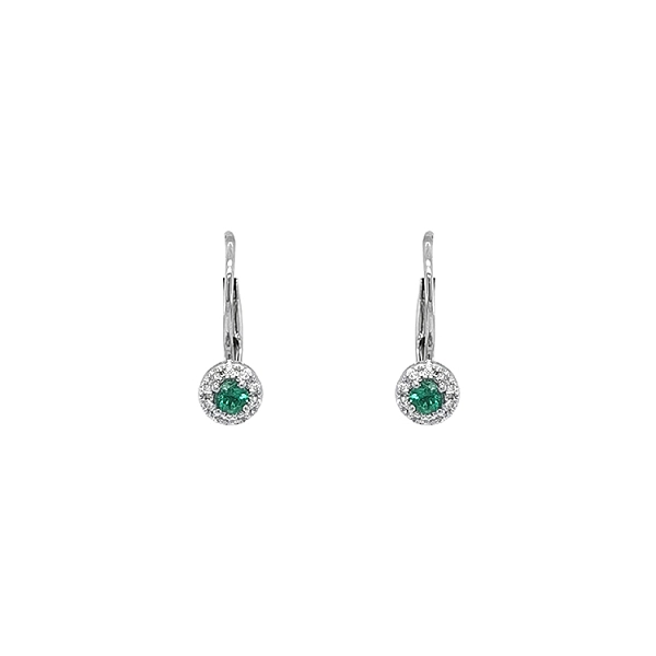 Emerald earrings with white gold diamonds