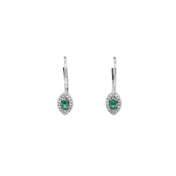 Emerald earrings with white gold diamonds