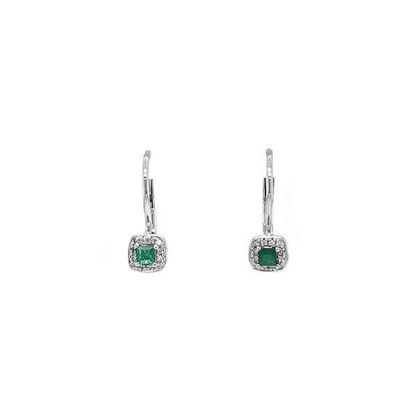 Gold earrings with emeralds and diamonds
