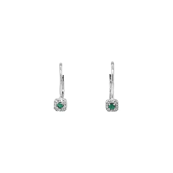 Emerald earrings with white gold diamonds