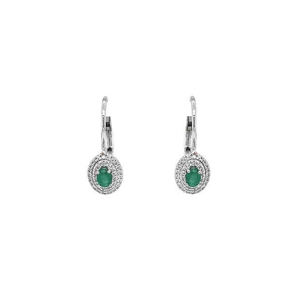 Gold earrings with emeralds and diamonds