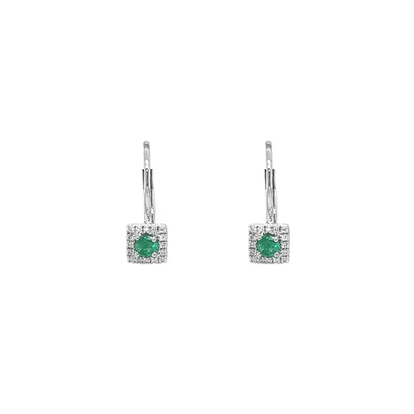 Emerald earrings with white gold diamonds