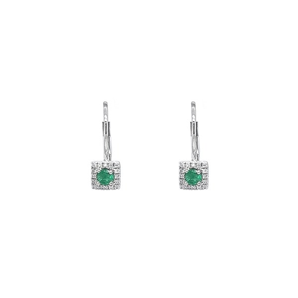 Emerald earrings with white gold diamonds